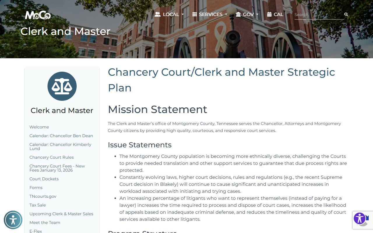 Montgomery County Clerk and Master strategic plan page