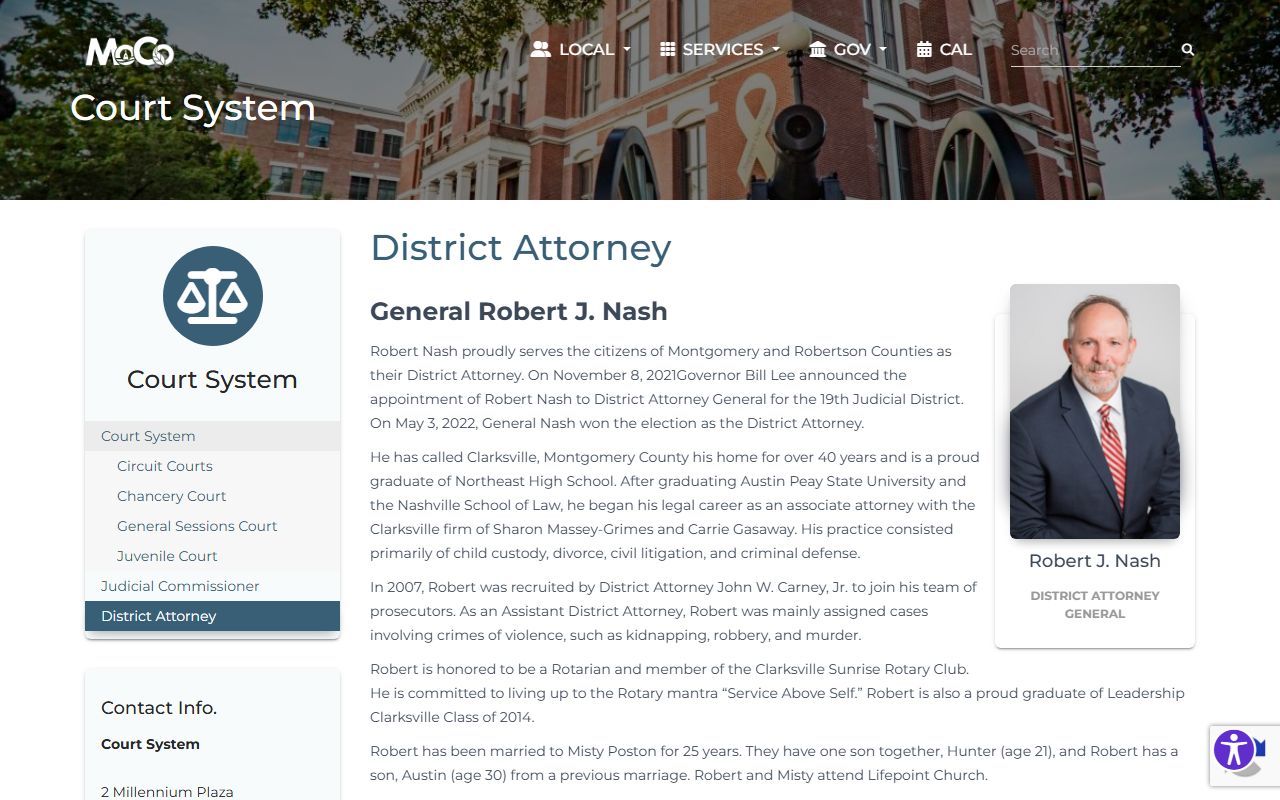 Montgomery County District Attorney page for Robert J. Nash