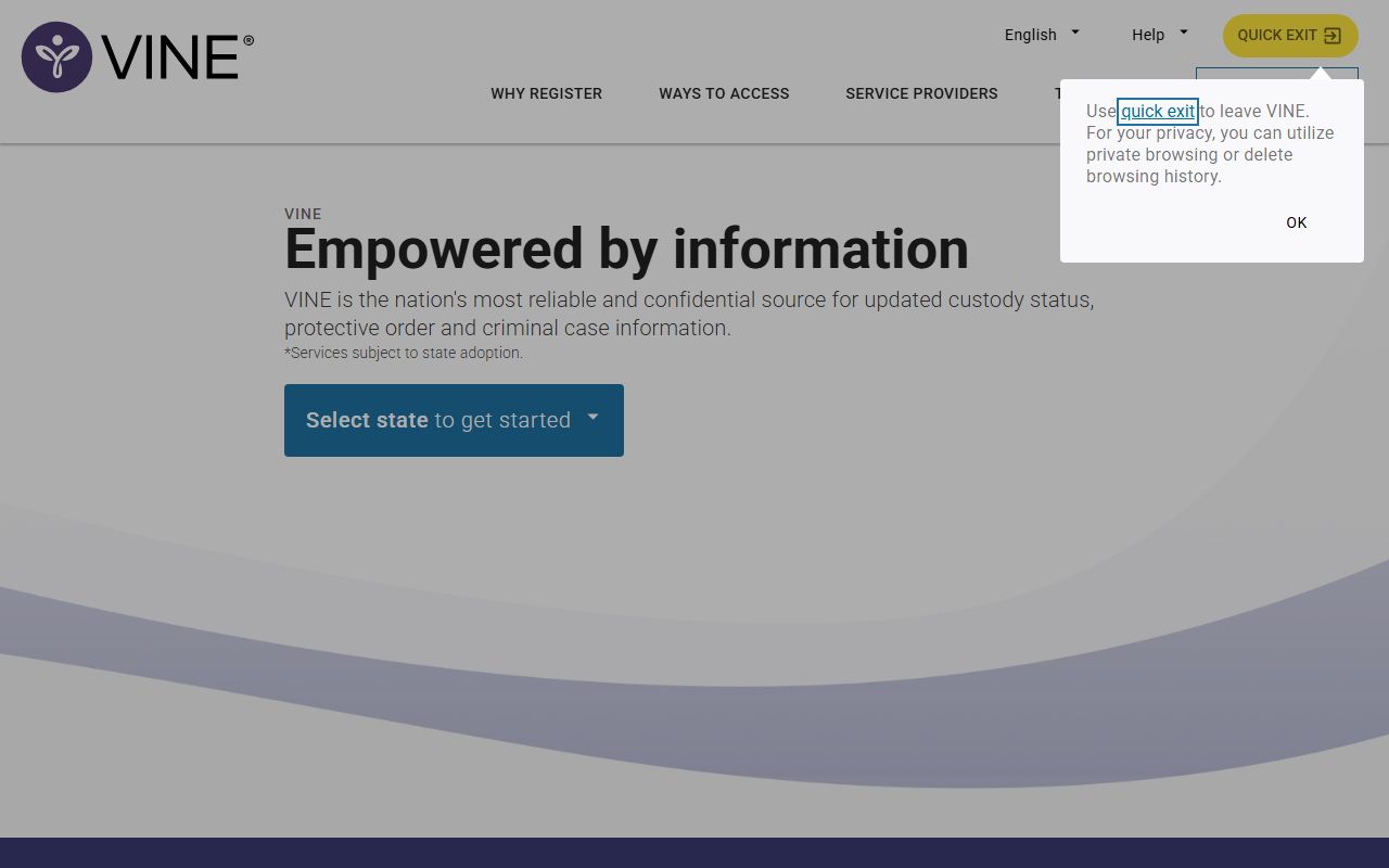 VINELink custody status notification system for Montgomery County inmates